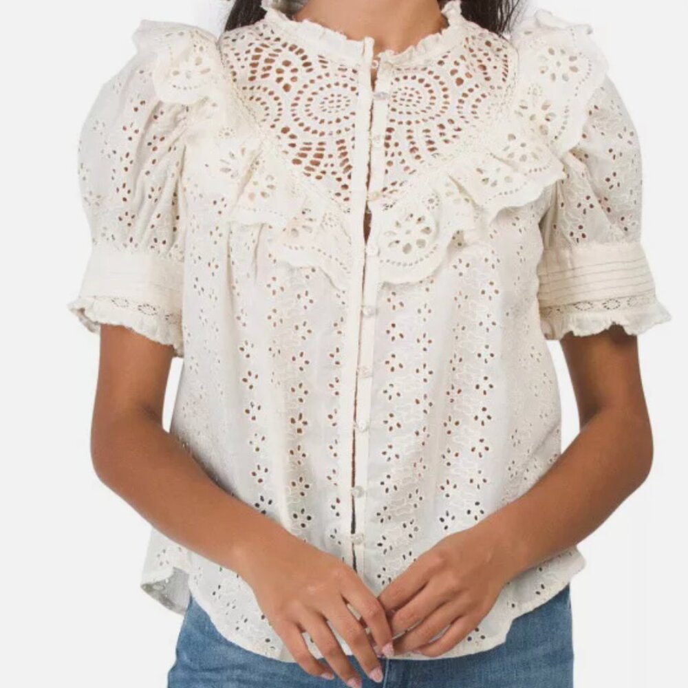 Anthropologie Love the Label Eyelet Crochet Top